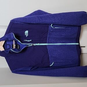 The North Face Purple and Teal Fleece Jacket Size- M